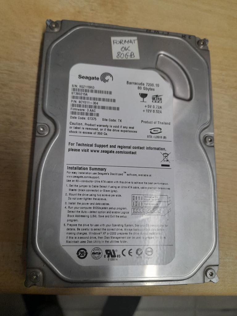 harde schijven 80GB ATA en SATA, Enlèvement ou Envoi, HDD, Interne, Utilisé