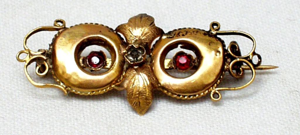 Broche bijou ancienne verre spinelle or., Enlèvement ou Envoi, Or, Broche