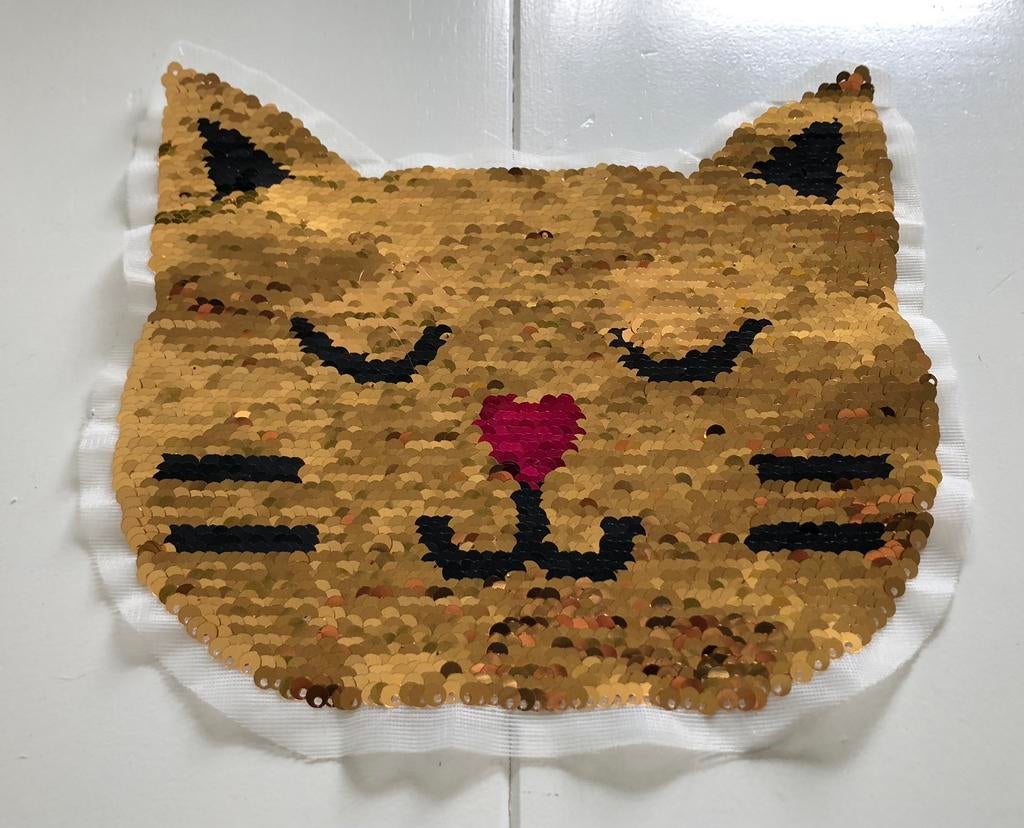 application textile : paillettes, chat, couleur or, Enlèvement ou Envoi, Autres applications