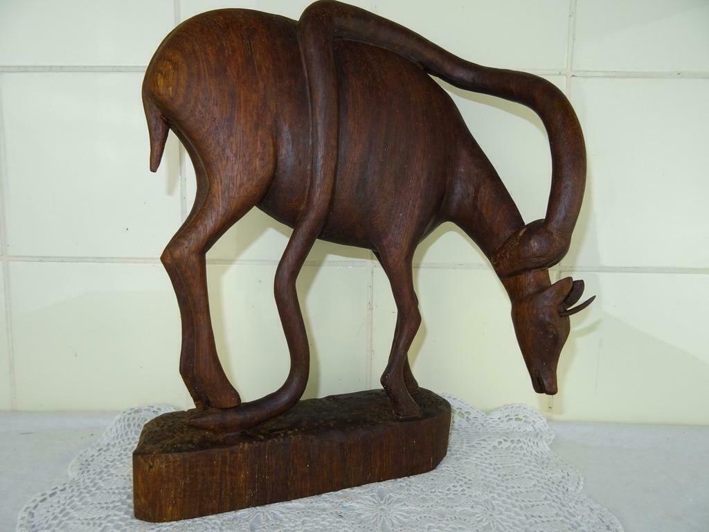 Sculptures statue en bois antilope et serpent art curio, Enlèvement ou Envoi