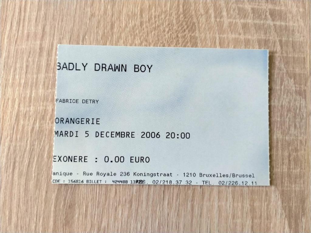 Badly Drawn Boy Botanique Brussels concertticket 2006, Verzamelen, Muziek, Artiesten en Beroemdheden, Gebruikt, Overige typen