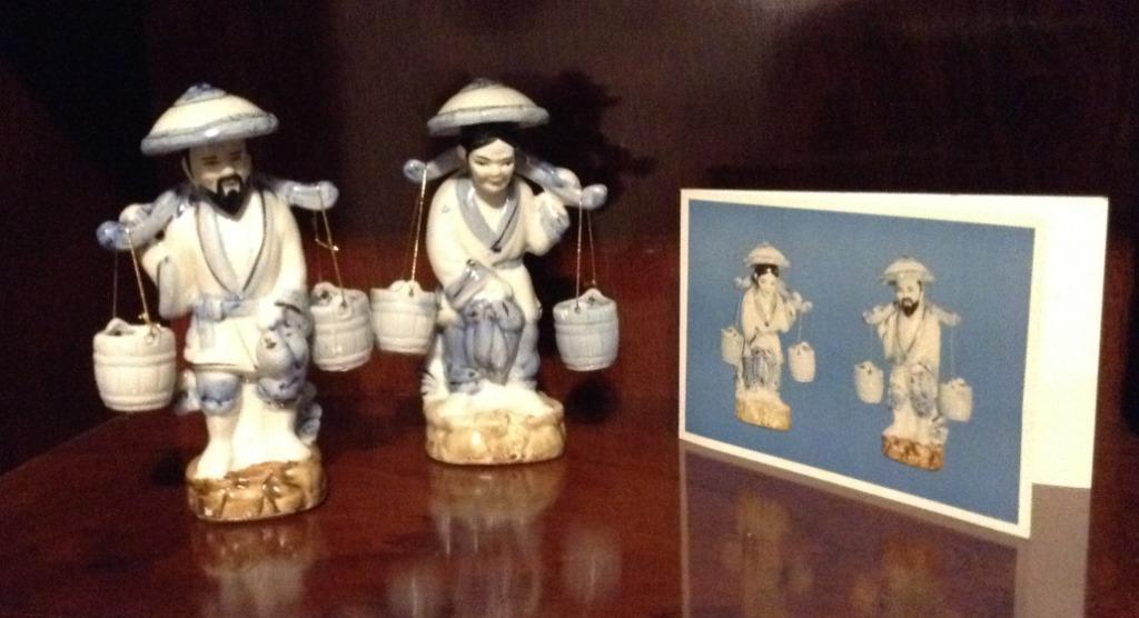 porcelaine posture couple de porteurs d'eau chinois, Antiquités & Art, Enlèvement ou Envoi