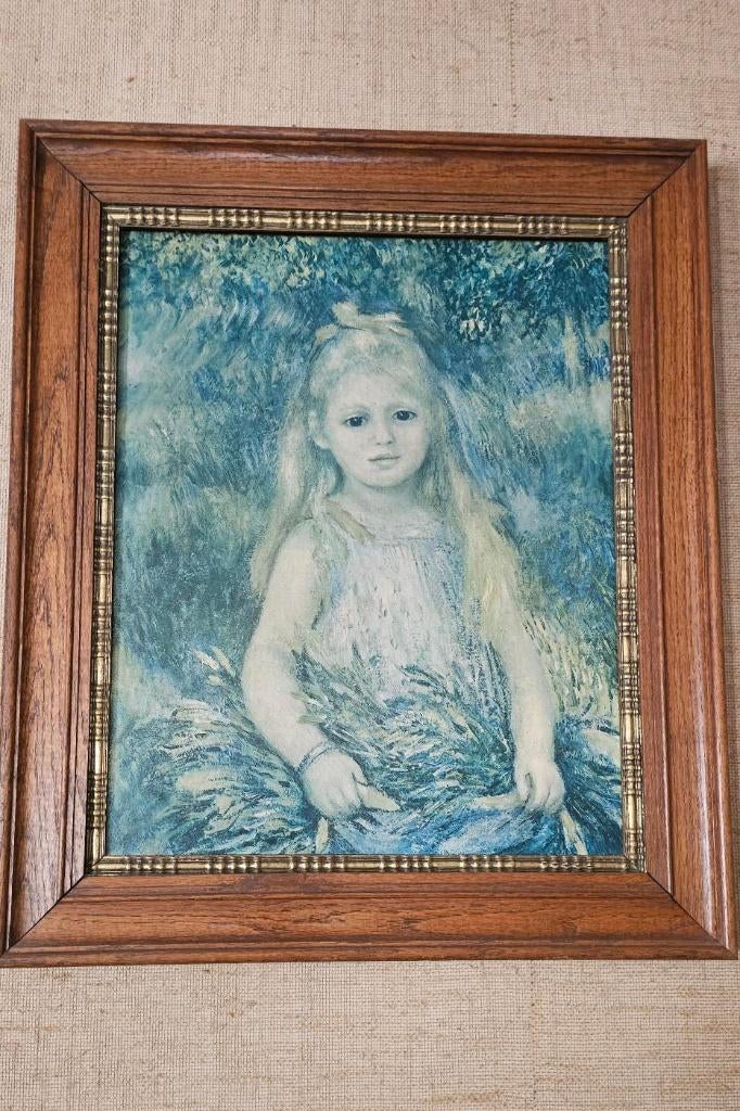 Schilderij 'Meisje met de bloemen' ingelijst, Antiek en Kunst, Ophalen