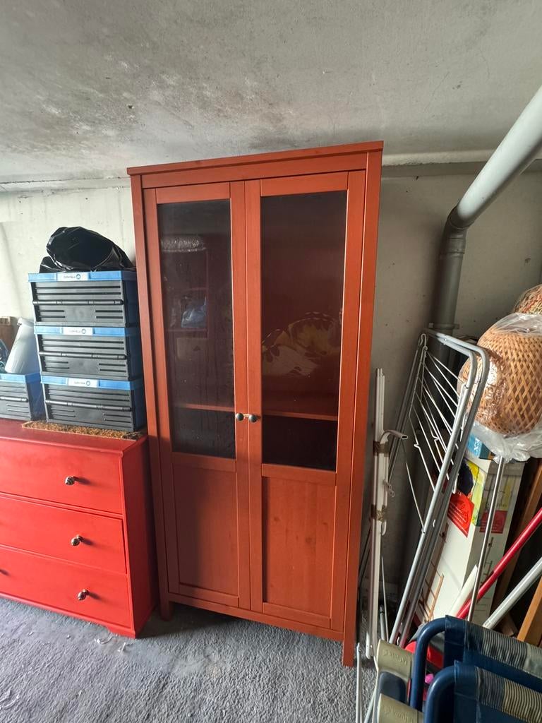Ikea Hemnes vitrinekast oranje, 25 à 50 cm, Avec porte(s), Comme neuf, 50 à 100 cm