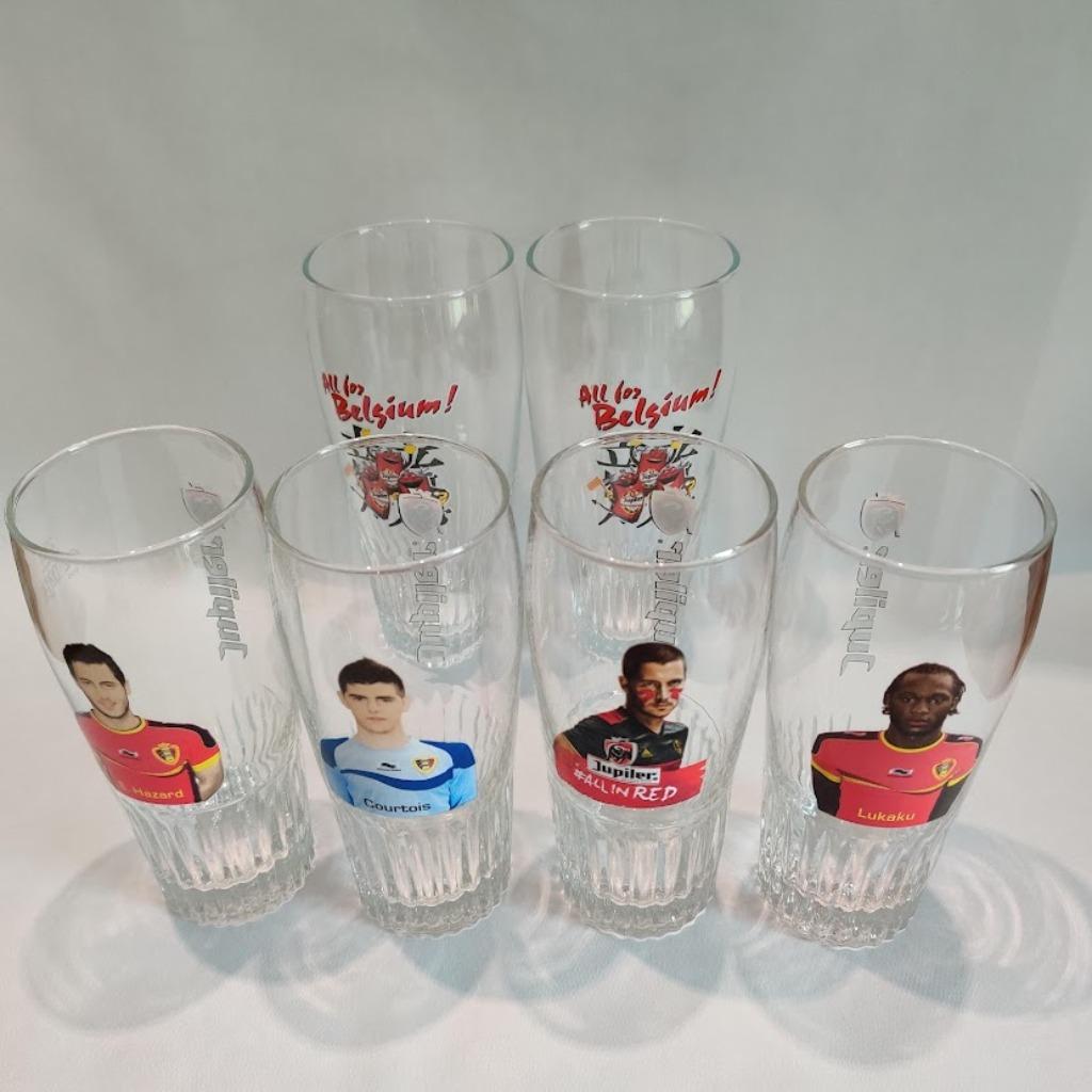 6 verres de football Jupiler. GL5, Collections, Enlèvement ou Envoi, Jupiler