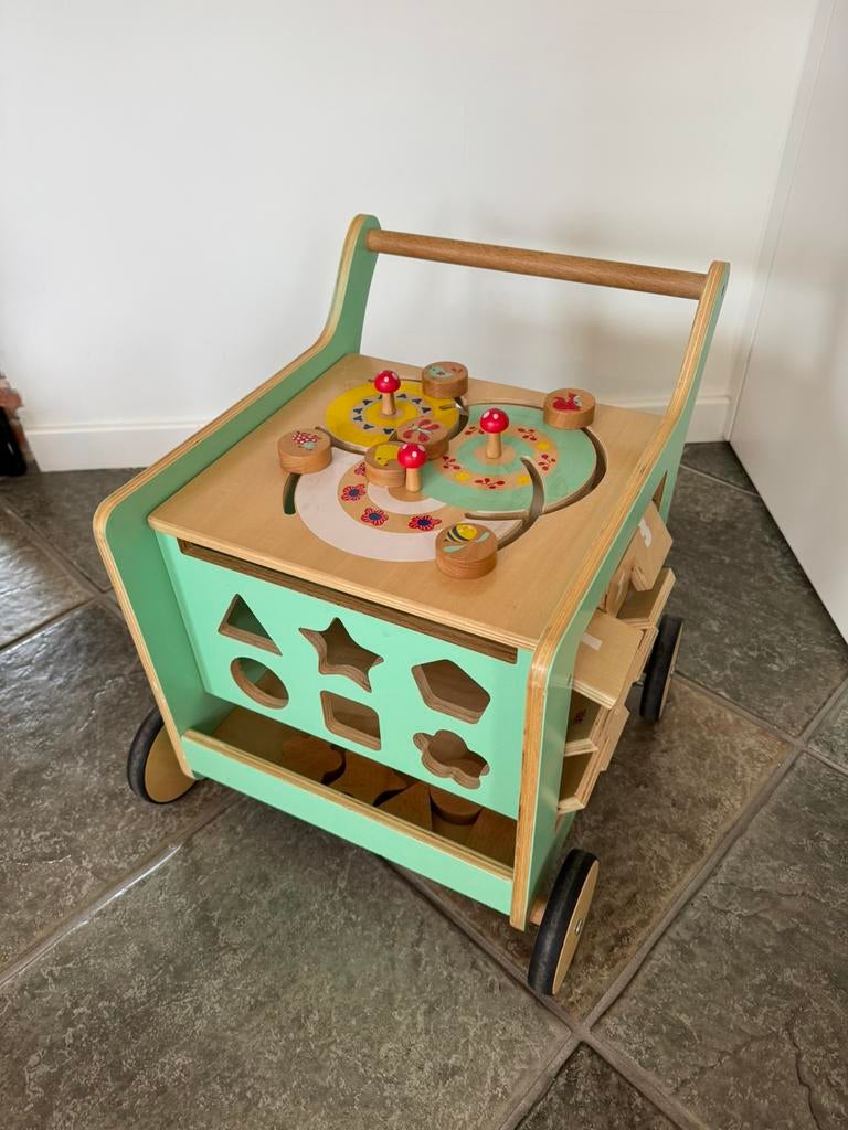 Houten loopwagen (in de verpakking), Kinderen en Baby's, Speelgoed | Houten speelgoed, Ophalen, Zo goed als nieuw