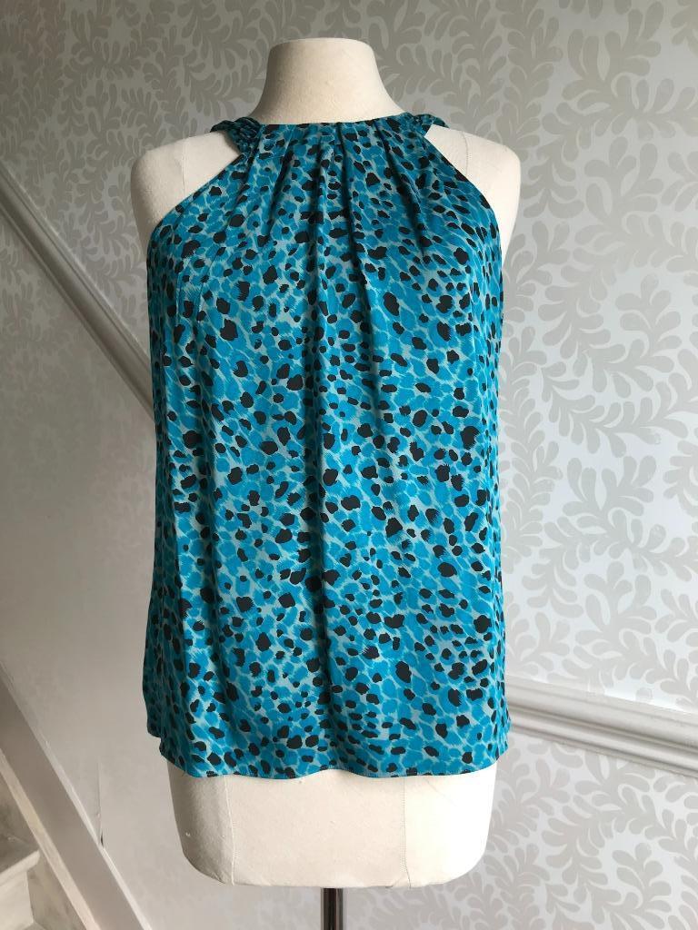 Top Ann Taylor turquoise/noir, Sans manches, Enlèvement ou Envoi, Vert, Taille 34 (XS) ou plus petite