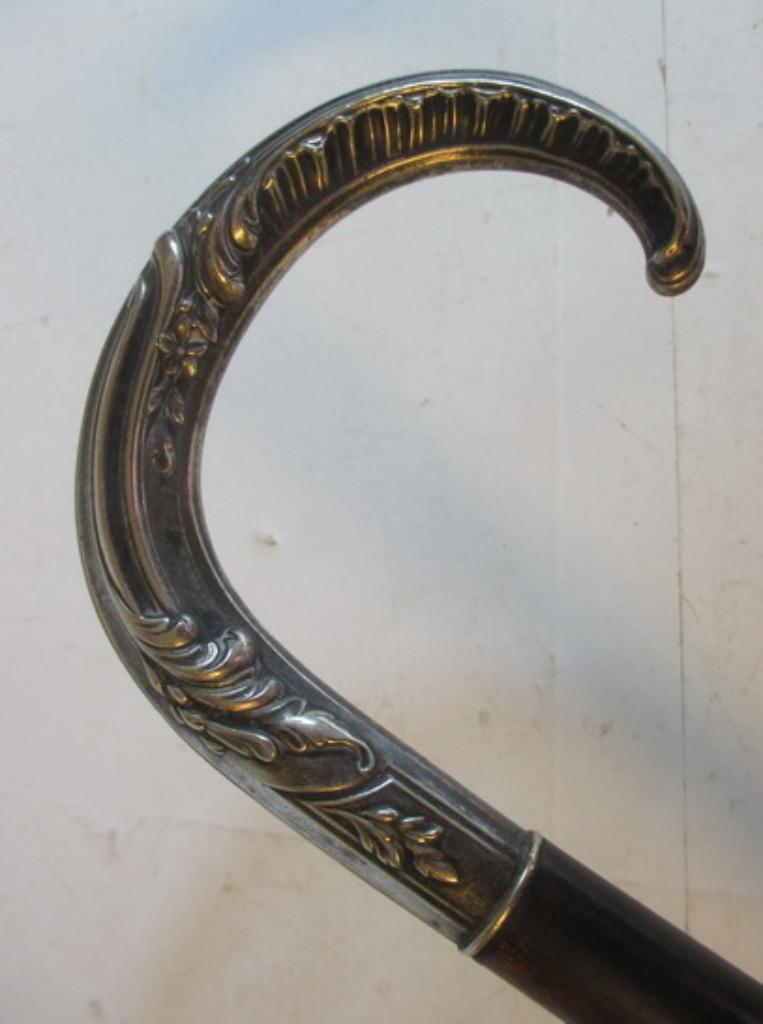 antieke art nouveau wandelstok verzilverd handvat  307, Verzenden