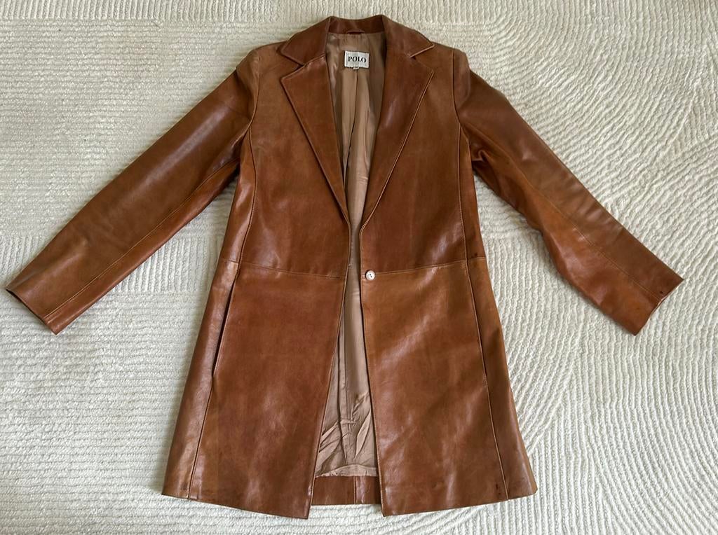 Lederen dames jas - lang model, Kleding | Dames, Ophalen of Verzenden, Zo goed als nieuw