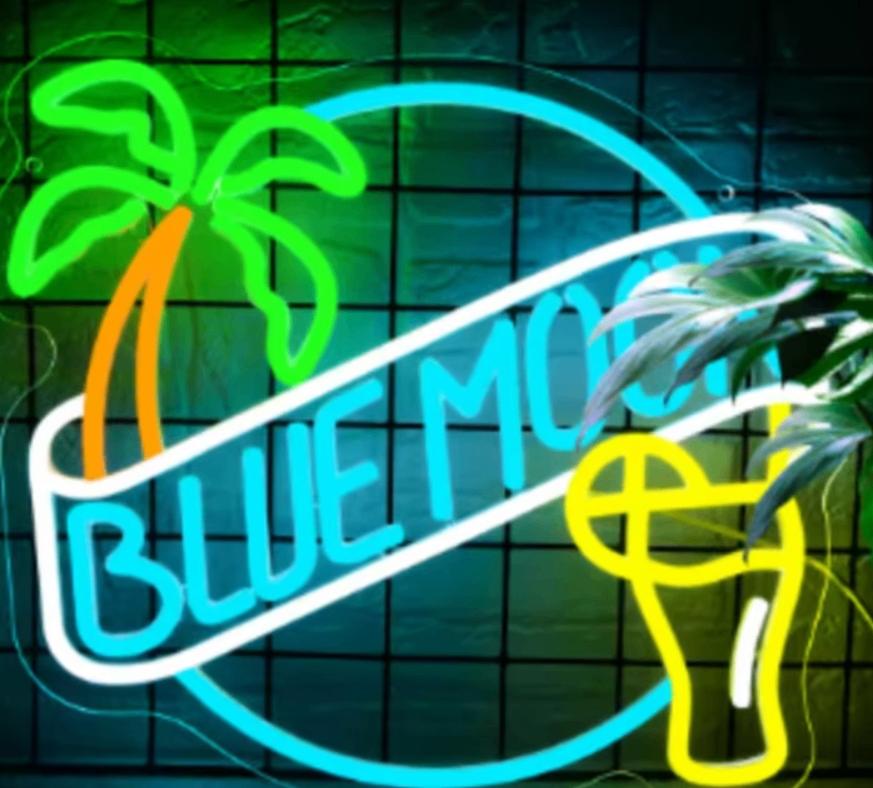 LED lamp neon stijl Blue Moon (35x33.3cm), Enlèvement ou Envoi, Neuf