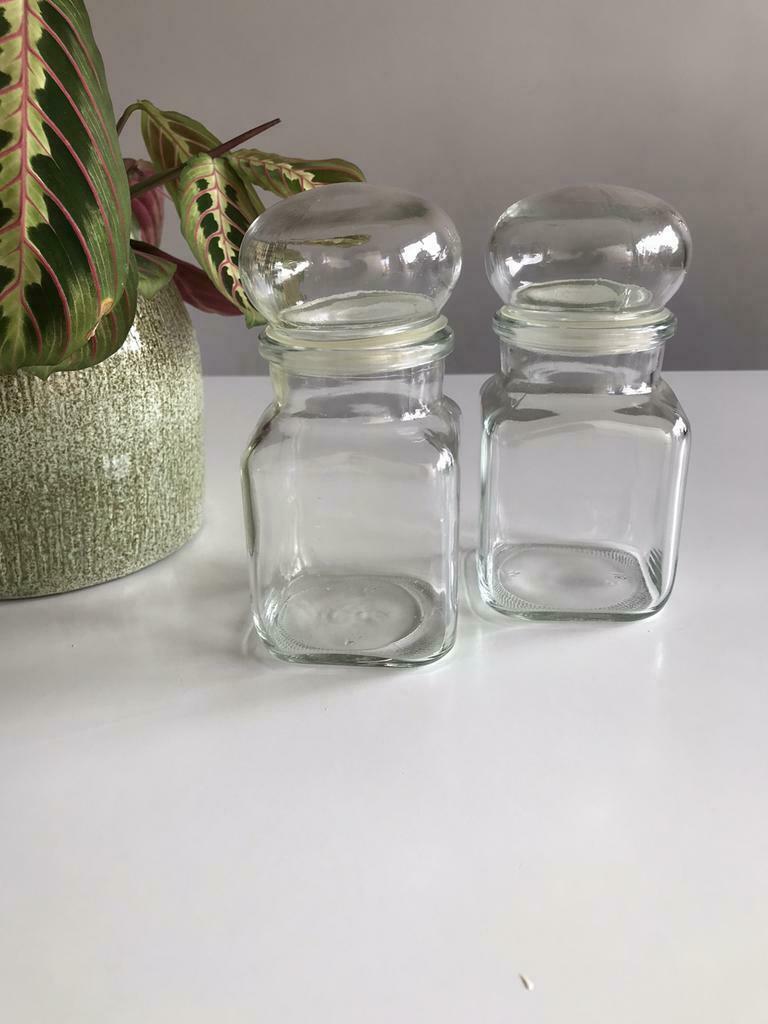 Glazen potten met bol deksel, Ophalen of Verzenden, Zo goed als nieuw, Glas, Pot, Bus of Blik