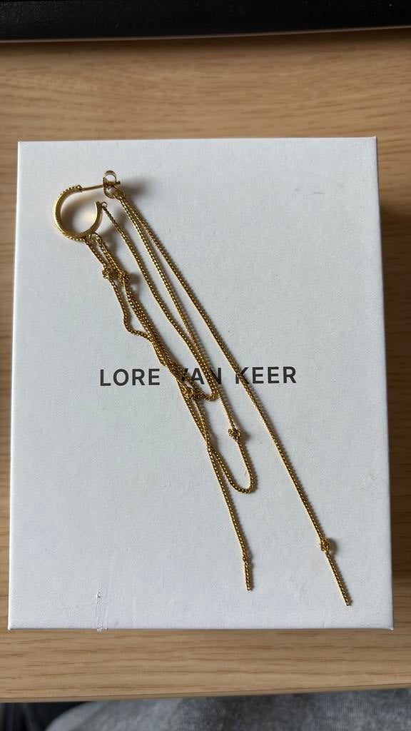 Vergulde zilveren oorhangers Lore VAN KEER, Handtassen en Accessoires, Oorbellen, Zo goed als nieuw, Zilver, Ophalen of Verzenden