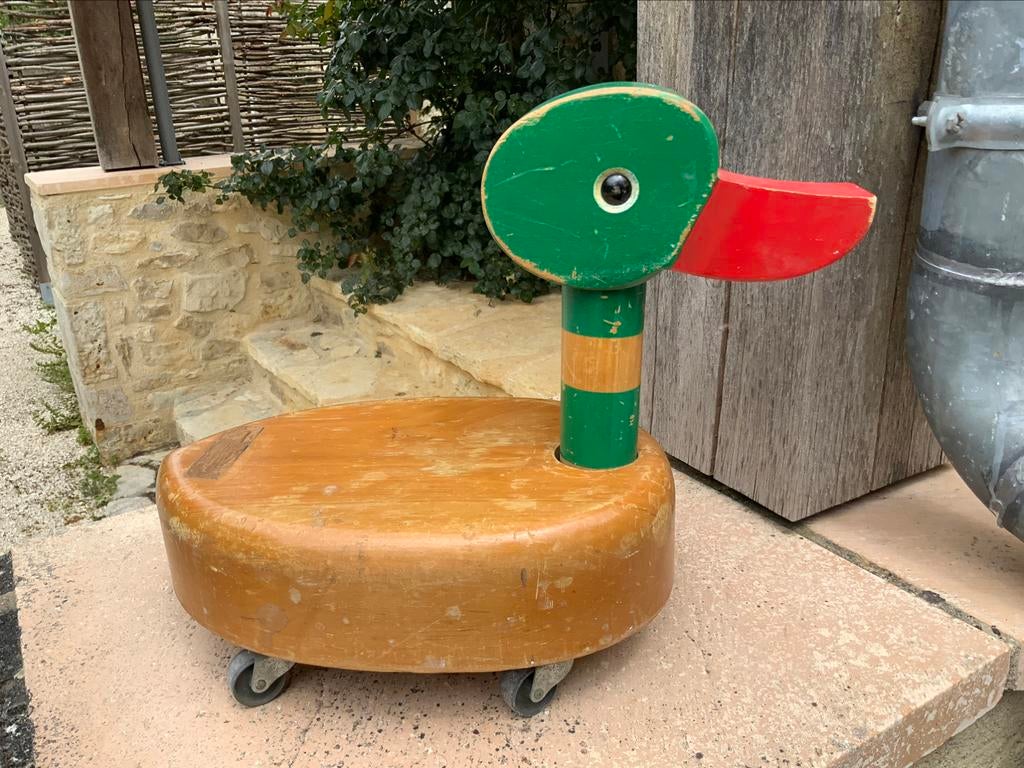 Jouet CANARD VINTAGE speelgoed EEND sur roulettes wieltjes, Enlèvement ou Envoi, Utilisé