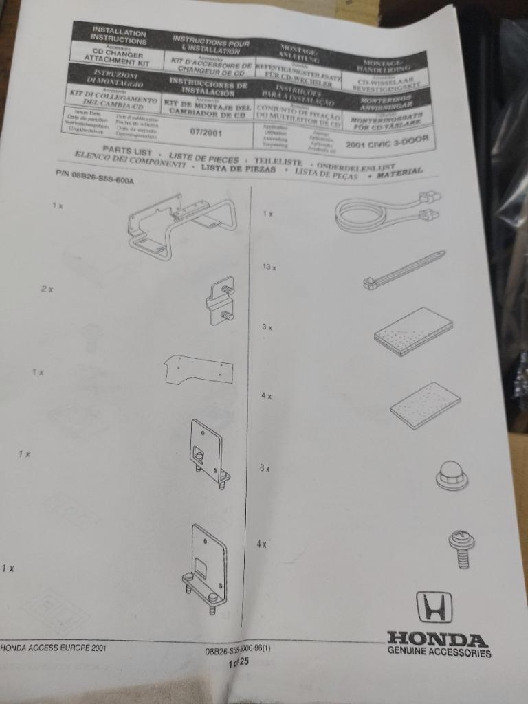 Honda CD-lader montageset, Auto diversen, Autoradio's, Ophalen, Nieuw