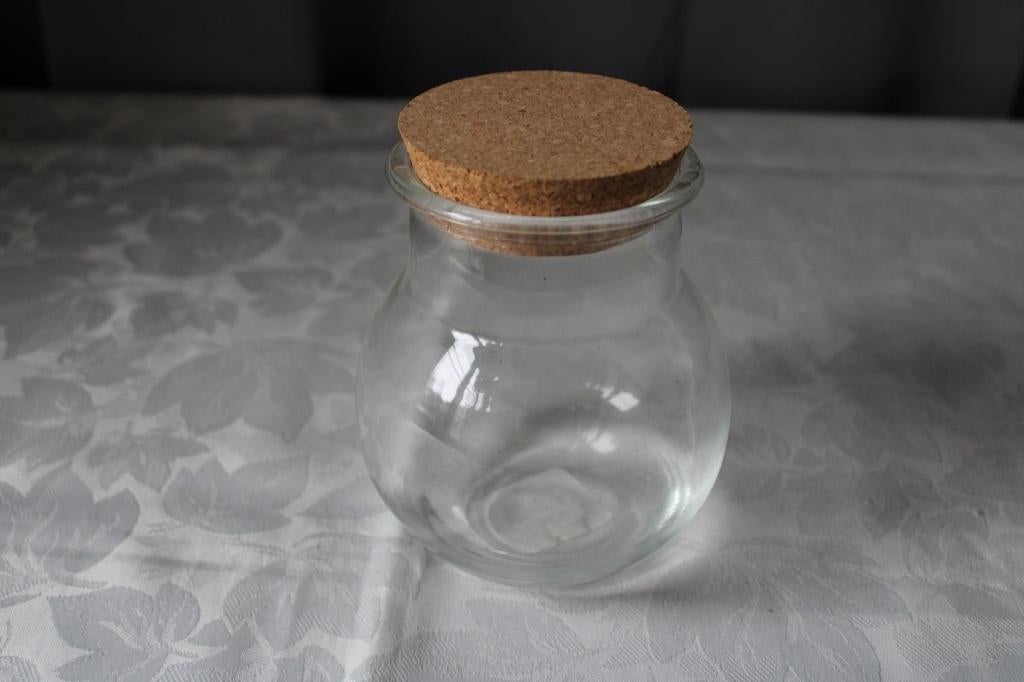 Glazen bokaal met kurken stop rond doorsnee 11 cm, Enlèvement ou Envoi, Comme neuf