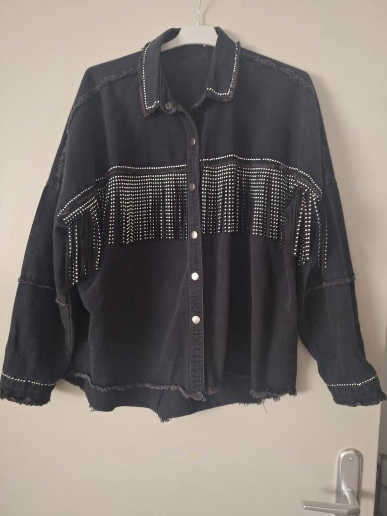Veste jeans, Porté, Noir