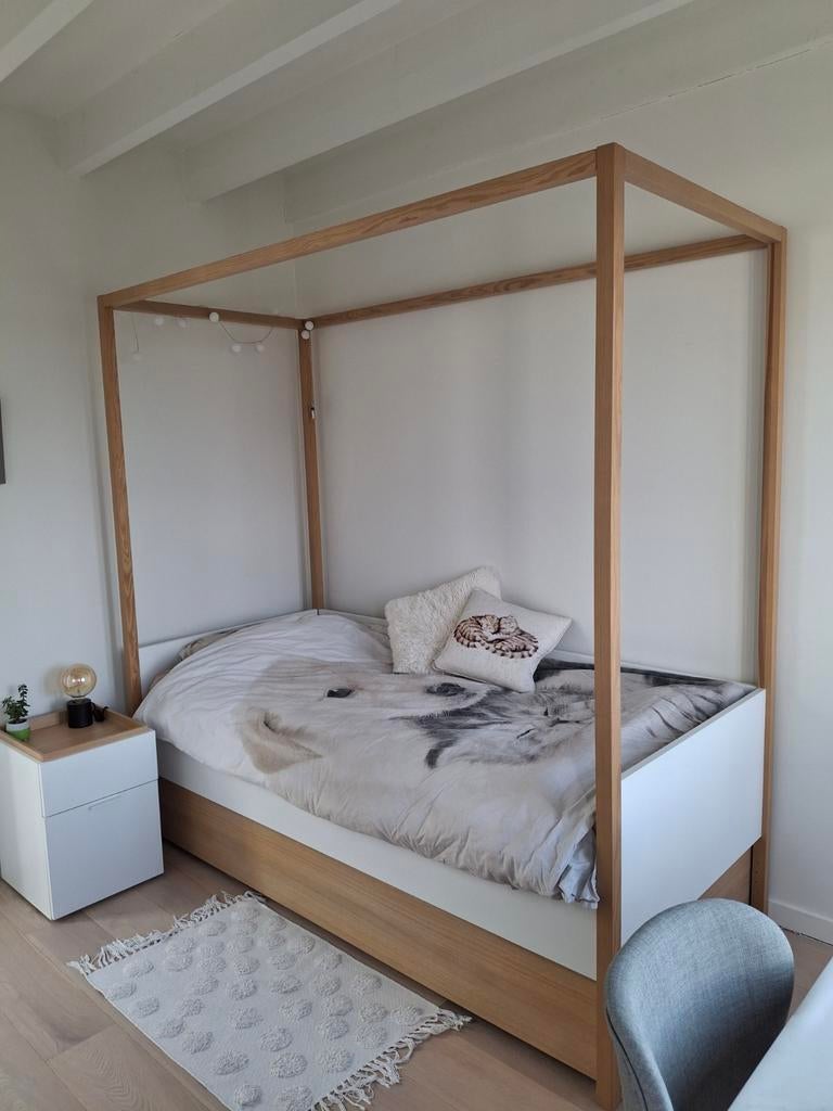 Hemelbed 90x200cm met bedlade en lattenboden  van Gero wonen, Ophalen, Zo goed als nieuw, Eenpersoons