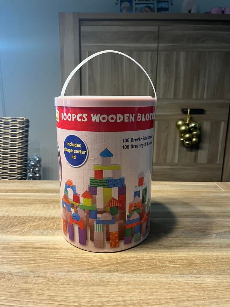 Blocs de construction en bois 100 pièces | Edu Fun, Enlèvement, Comme neuf, Jouet à Rouler ou à Bascule