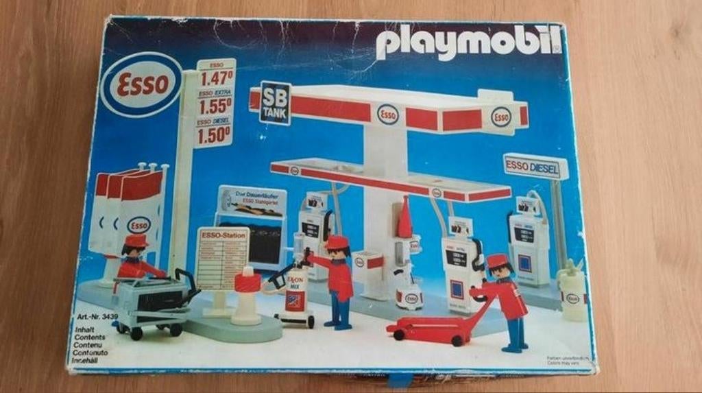 Vintage Playmobil 3439 tankstation 1974 met doos, Enlèvement ou Envoi