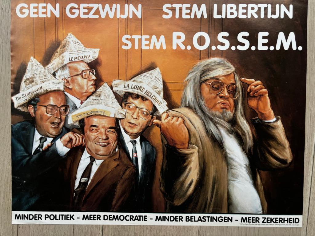 Poster Jean Pierre Van Rossem Verkiezing 1991, Verzamelen, Gebruikt, Deurposter of groter, Rechthoekig Liggend, Ophalen of Verzenden
