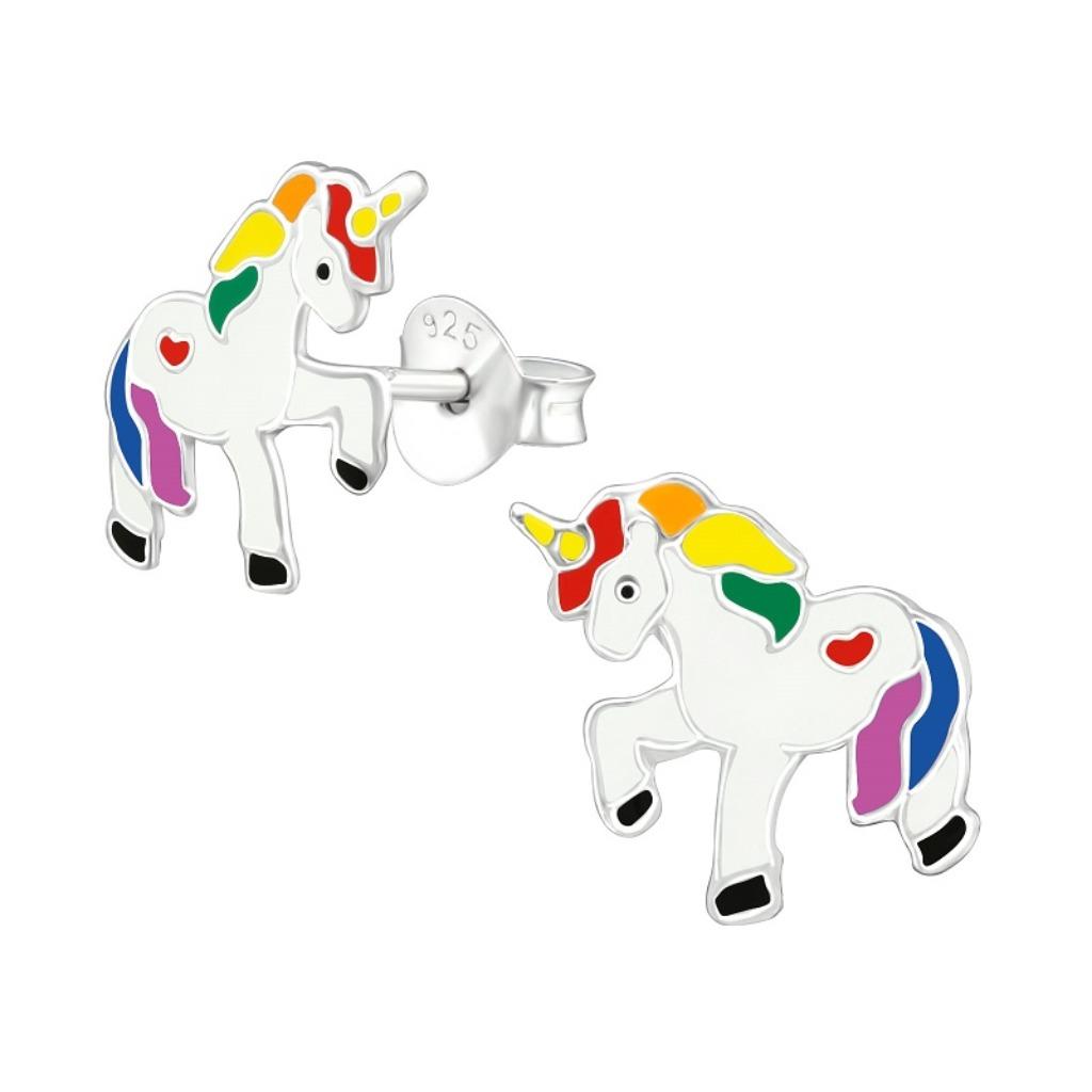Zilveren eenhoorn unicorn oorbellen kinderen, Handtassen en Accessoires, Kindersieraden, Ophalen of Verzenden, Nieuw, Oorbellen