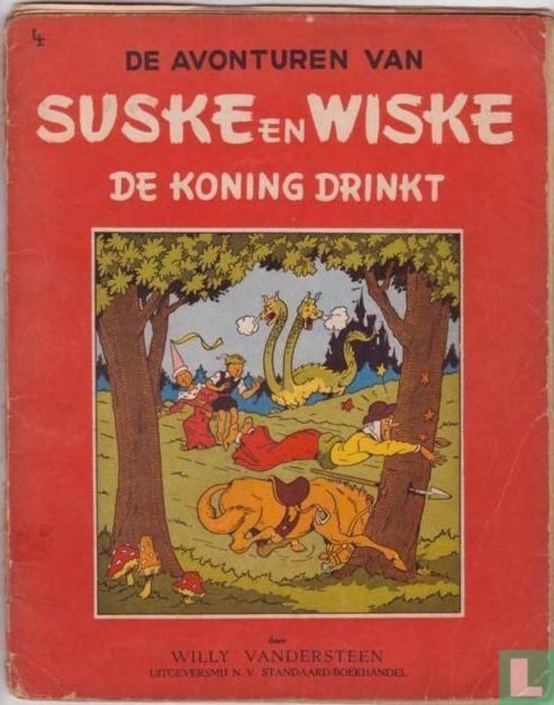 Suske en Wiske 4 De Koning drinkt - 2e druk 1950 red, staat, Boeken, Eén stripboek, Ophalen of Verzenden, Gelezen