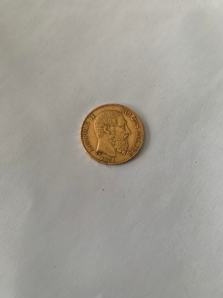 Goud 20 francs Belgique 1875 Leopold 2, Ophalen of Verzenden, Goud, Losse munt, Goud