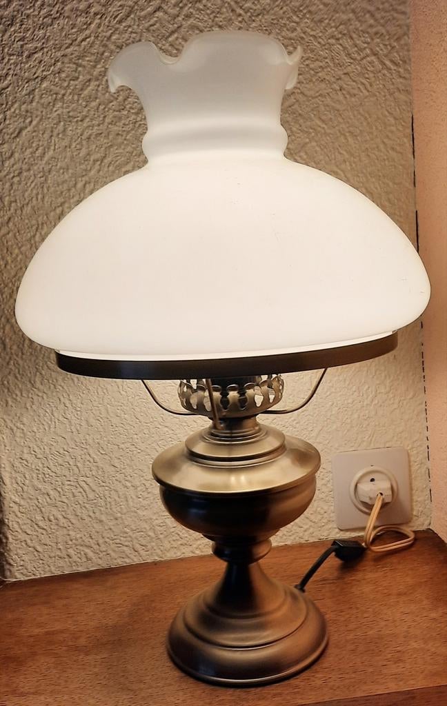 Lampe avec pied en étain H46cm diamètre environ 30cm, Maison & Meubles, Enlèvement