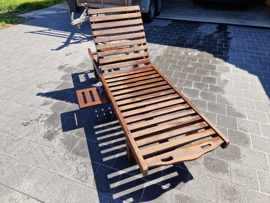 Houten ligbed, Tuin en Terras, Ophalen, Zo goed als nieuw, Hout, Verstelbaar
