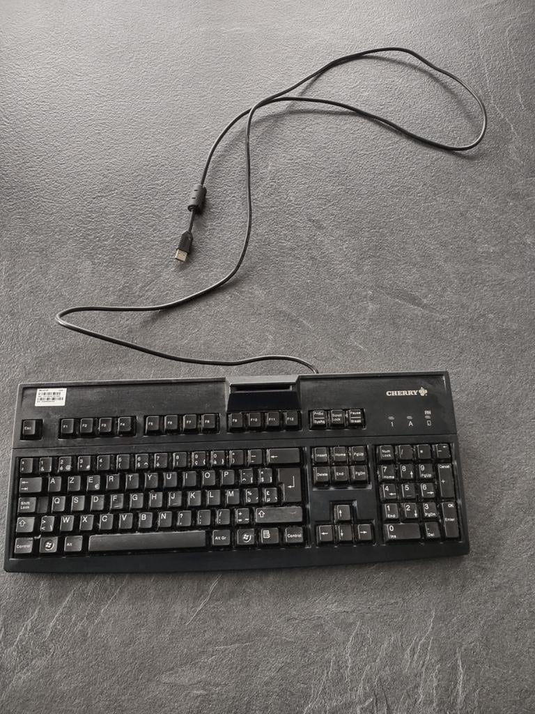 Cherry toetsenbord met ed-id kaartlezer - Azerty, Computers en Software, Ophalen, Gebruikt, Cherry