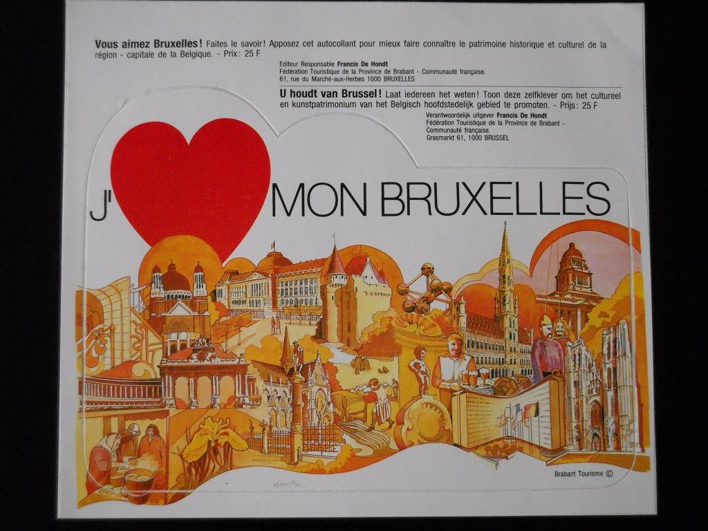 j'aime mon Bruxelles, Collections, Autocollants, Neuf, Autres types, Enlèvement ou Envoi