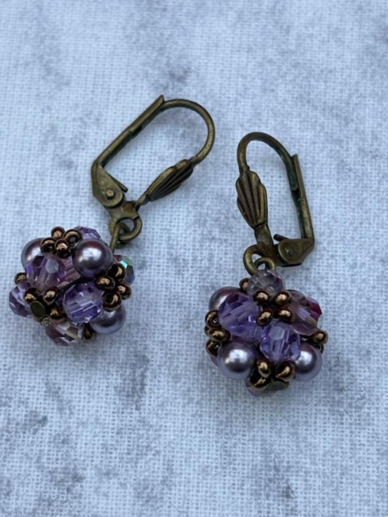 Boucles d'oreilles mauves, Enlèvement, Utilisé, Autres matériaux, Violet