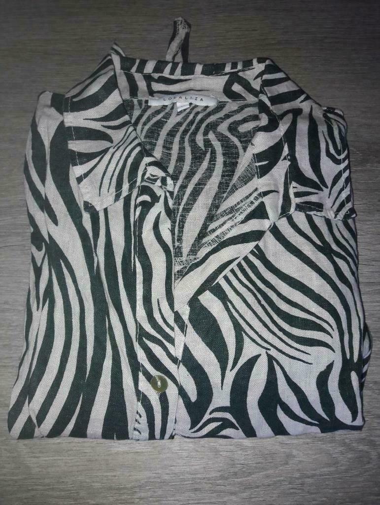 Nieuwe linnen blouse-beige/groen-Lola & Liza, Enlèvement ou Envoi