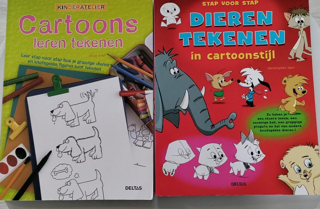 2 boeken: Cartoons leren tekenen, Ophalen