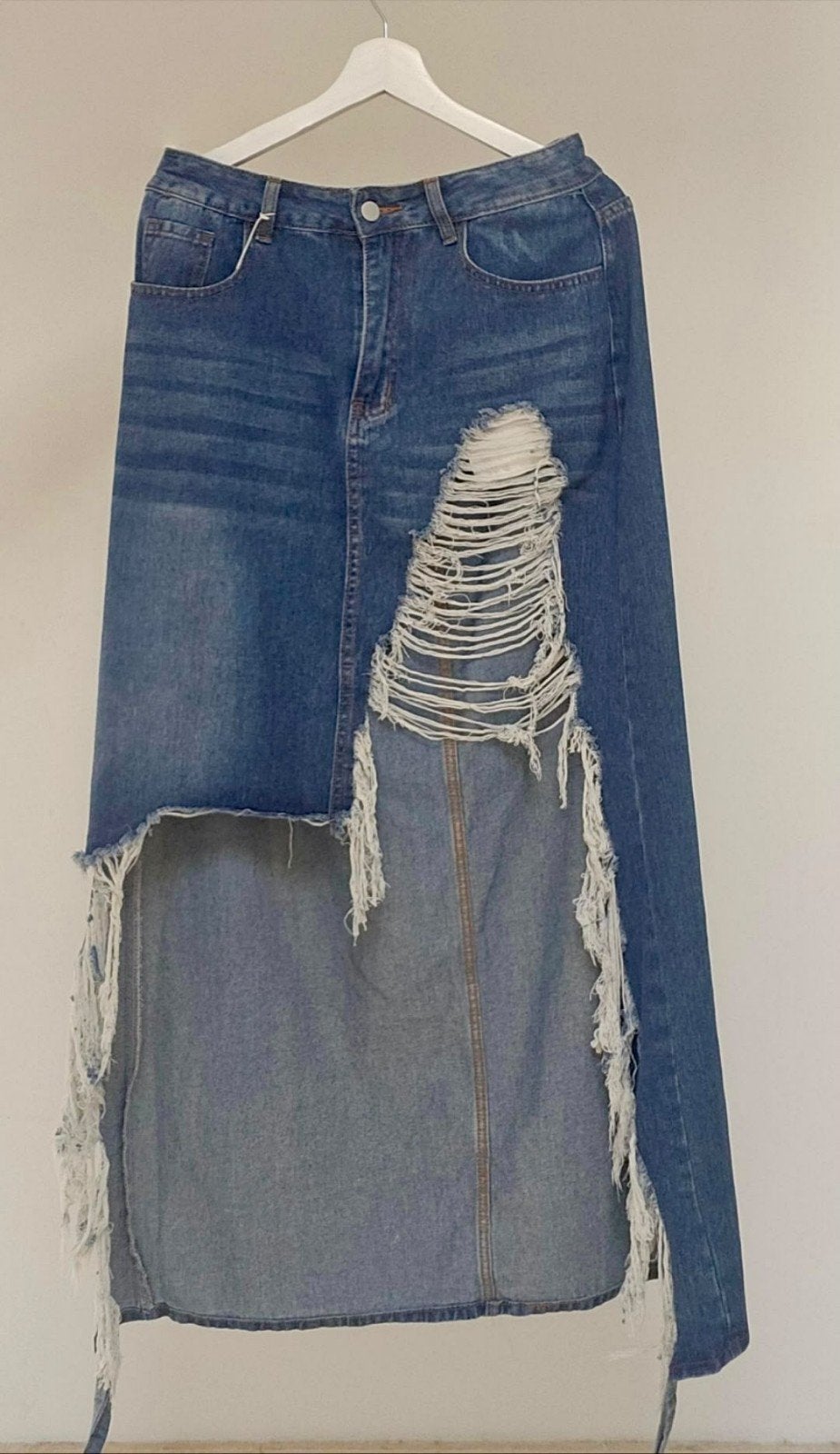 Stoere lange denim rok destroyed – maat L – nieuw, Vêtements | Femmes, Enlèvement ou Envoi, Taille 42/44 (L)