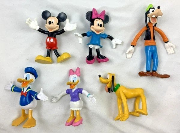 Disney 6 personnages : Mickey, Minnie, Donald, Katrien, Plut, Envoi, Donald Duck, Comme neuf, Statue ou Figurine