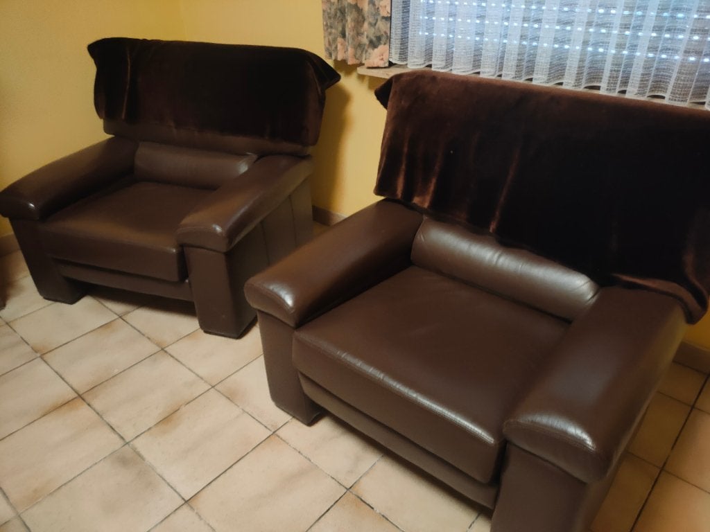 2 leren eenpersoons zetels, Ophalen, Gebruikt, Eenpersoons, 100 tot 125 cm