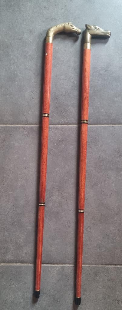Lot de cannes anciennes “à système”–tête cheval laiton–90 cm, Enlèvement