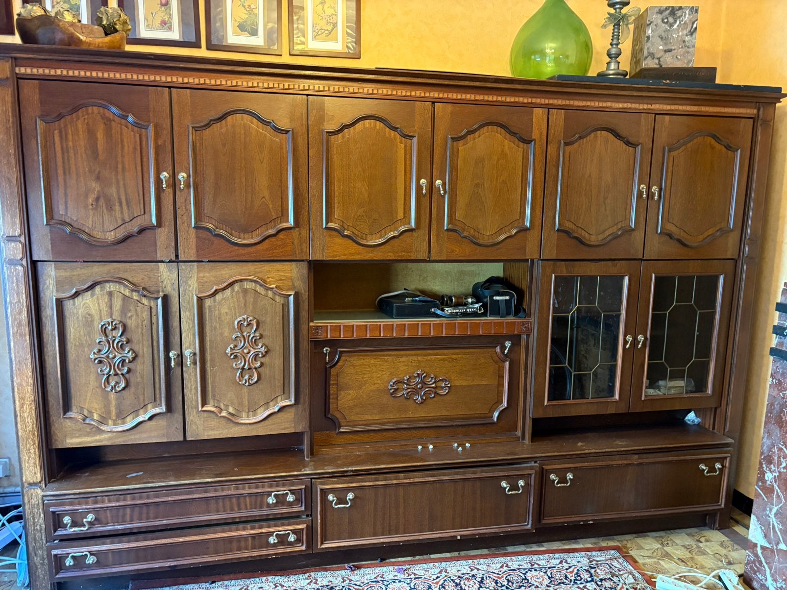 Grande armoire murale/armoire biblio vintage mobilier de bar, Antiquités & Art, Enlèvement