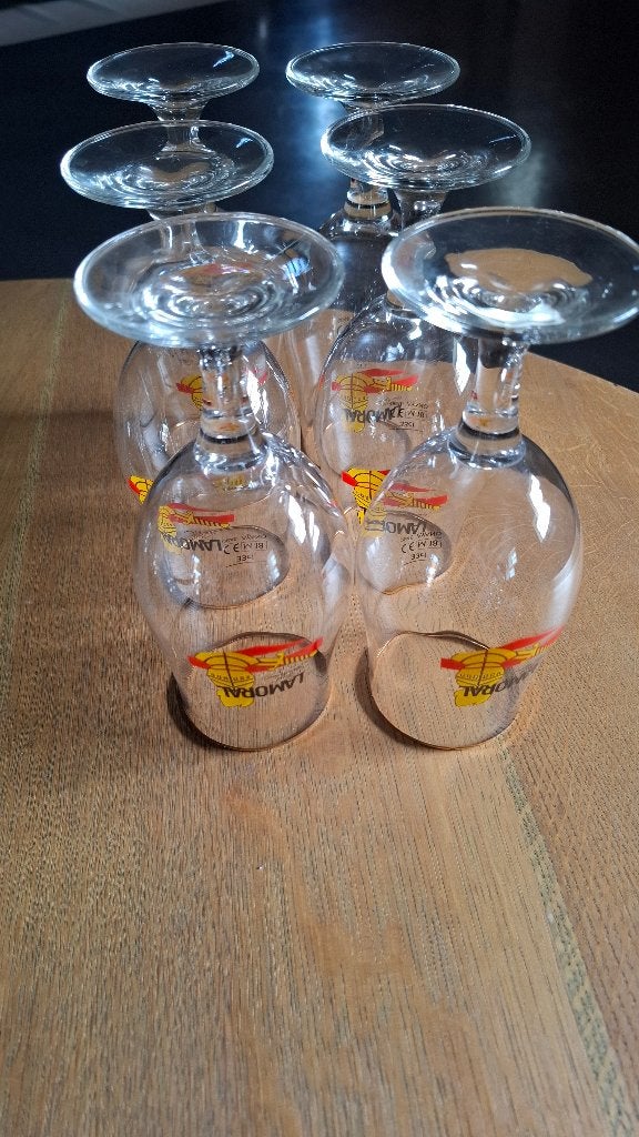 6 bierglazen Lamoral, Verzamelen, Glas en Drinkglazen, Ophalen