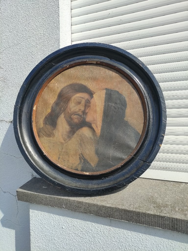 Huile sur toile 19eme Jésus, Enlèvement