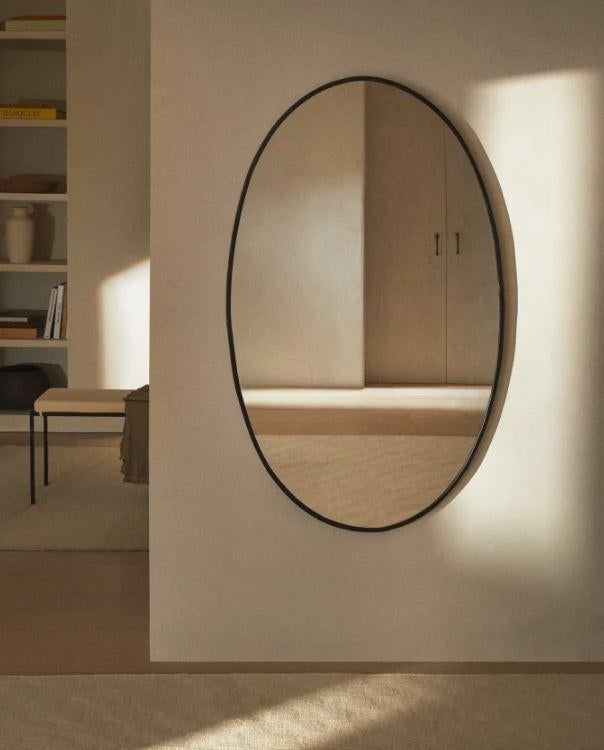 Grand miroir zara Home, Enlèvement, Comme neuf, Ovale, 100 à 150 cm