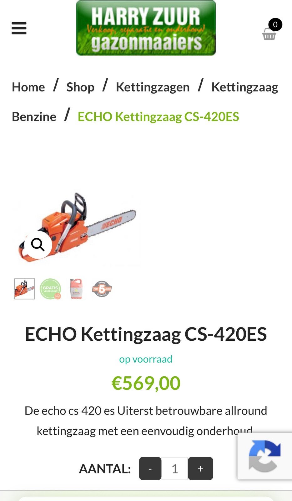 Kettingzaag echo, Ophalen of Verzenden, Zo goed als nieuw