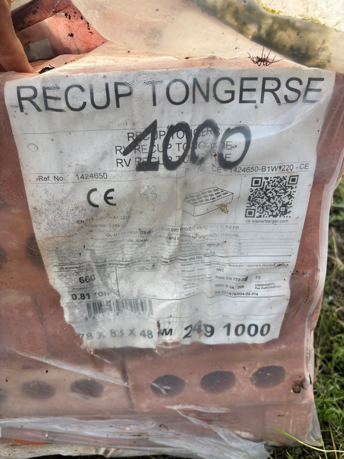 Palette de briques neuves Wienerberger Recup Tongerse RV, Enlèvement, Neuf
