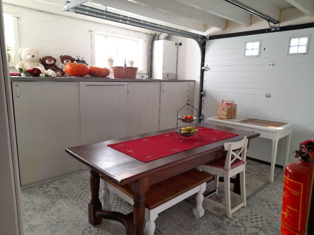 massieven eiken kloostertafel, Ophalen