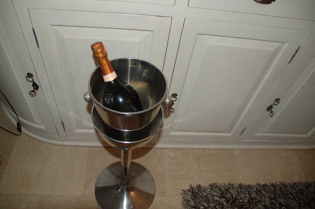 champagnekoeler in inox RVS  op staander, als nieuw !, Flessenkoeler, Ophalen, Zo goed als nieuw