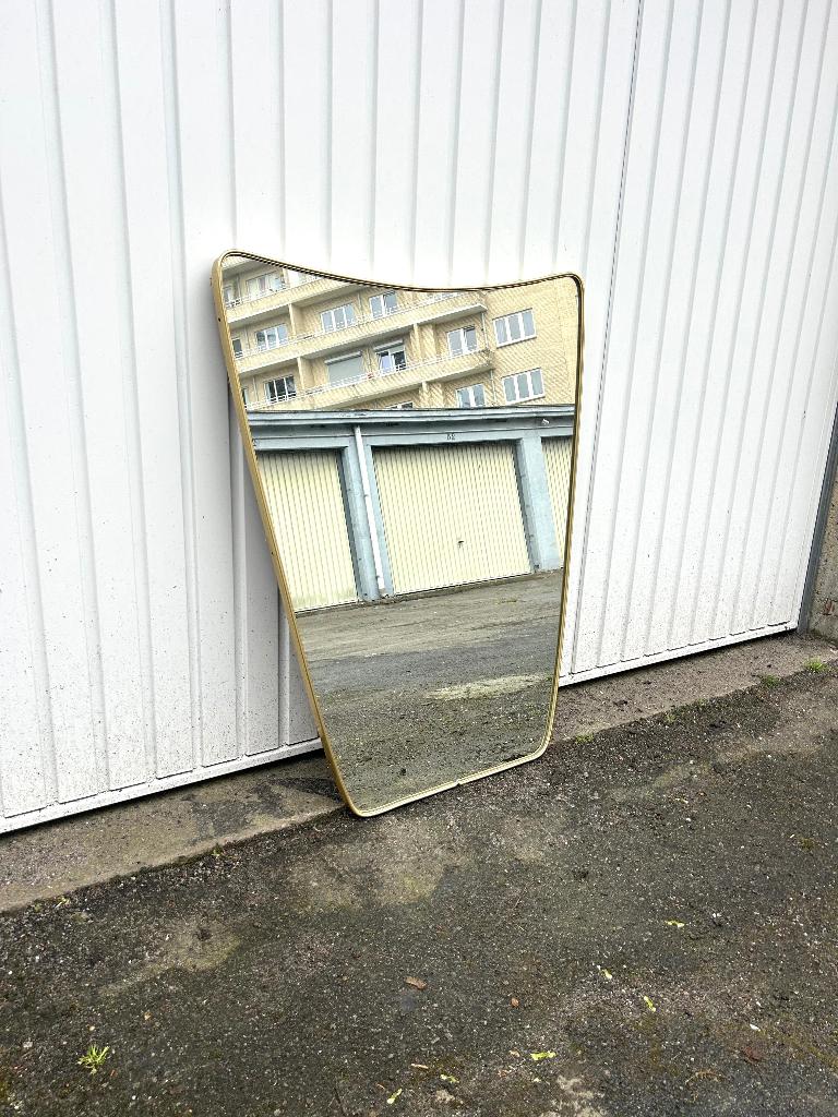 Prachtige grote vintage massieve spiegel 95 x 75 cm, Antiek en Kunst, Ophalen, Overige vormen, 50 tot 100 cm, Minder dan 100 cm