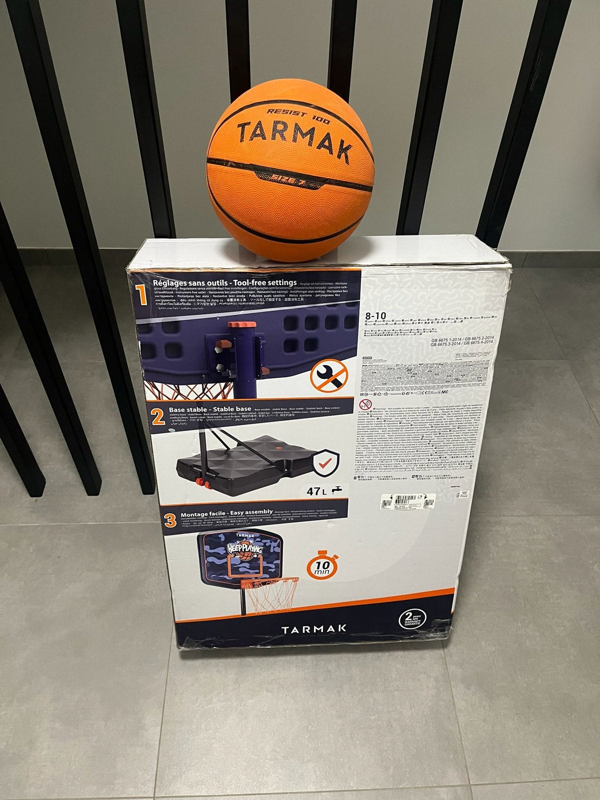 Badketbalring met staander en bal, Sport en Fitness, Basketbal, Ophalen, Nieuw, Bal
