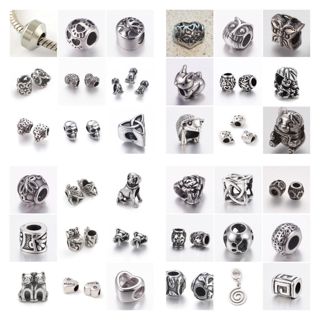 Vanaf € 0,95 groot gat bedels/parels/charms van RVS, Handtassen en Accessoires, Overige merken, Overige materialen, Nieuw, Ophalen of Verzenden