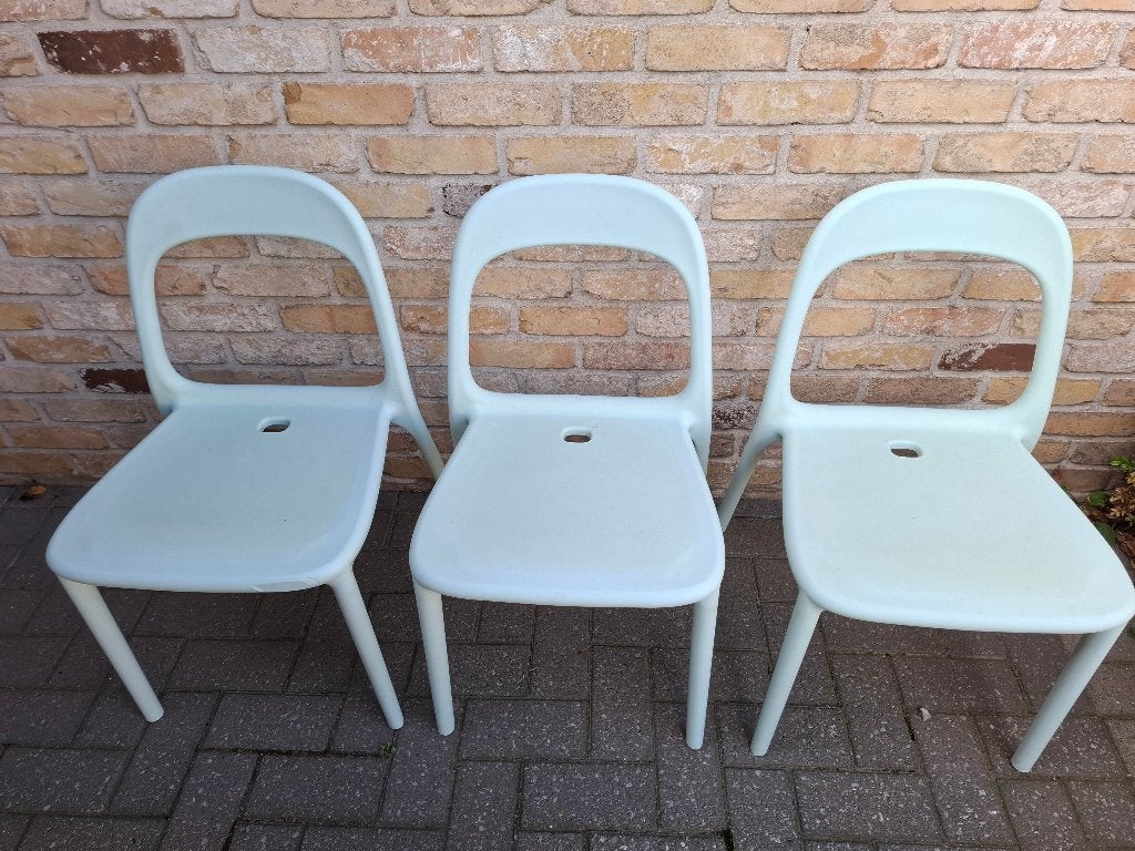 4 Ikea stoelen Urban design (3 + 1 gratis) met 4 kussens, Synthétique, Enlèvement, Utilisé, Bleu